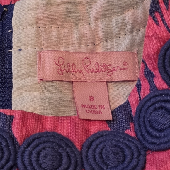 Lilly Pulitzer Windsor Giraffe Print Pink Blue Shift Dress Girls Size 8 - Picture 4 of 4